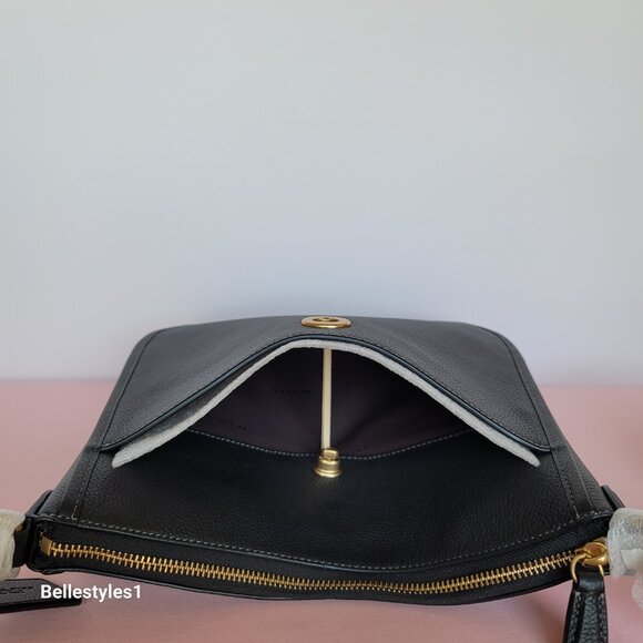 COACH Chaise Pebbled Leather Crossbody Bag- Black color ⭐ - Picture 10 of 16